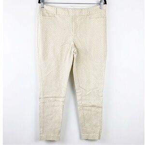 Banana Republic Sloan Fit Ankle Pants Cream Geometric Print Women's 8 Stretch